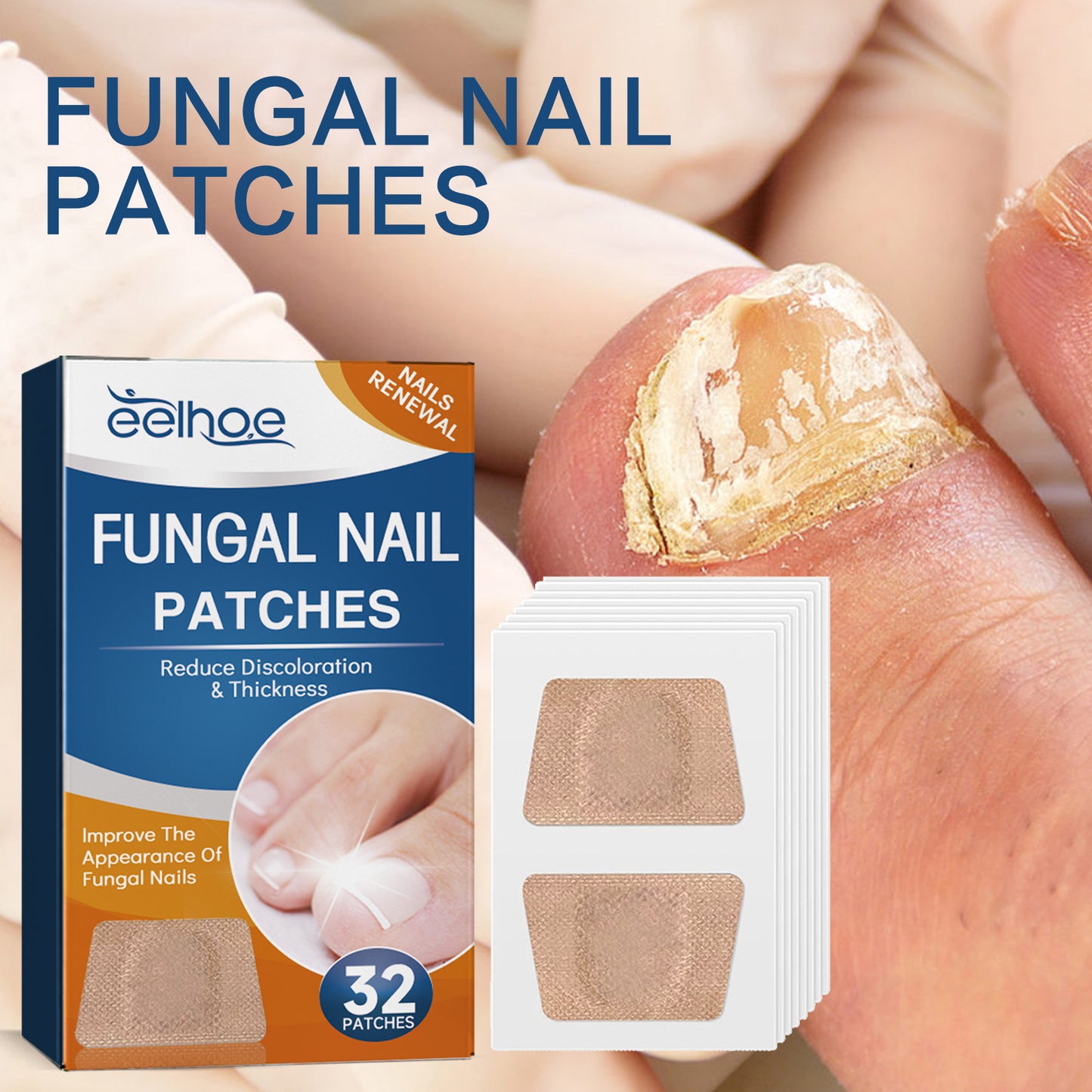 EELHOE Toenail Repair Patch Onychomycosis Care Toenail Soft Nail Ingrown Toenail Thickening Bright Nail Groove Repair Patch