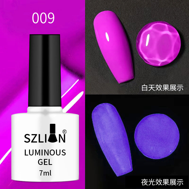 Cross-border popular nail art luminous glue fluorescent color nail polish glue phototherapy glue set popular candy color nail salon exclusive