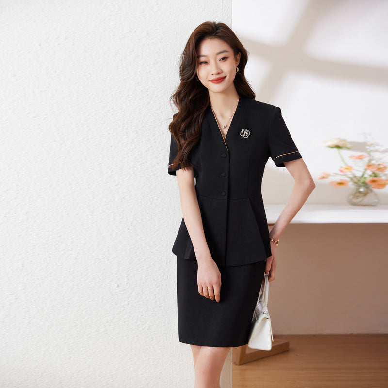 2023职业装套装女夏季气质女神范上班干练经理美容西装套裙工作服