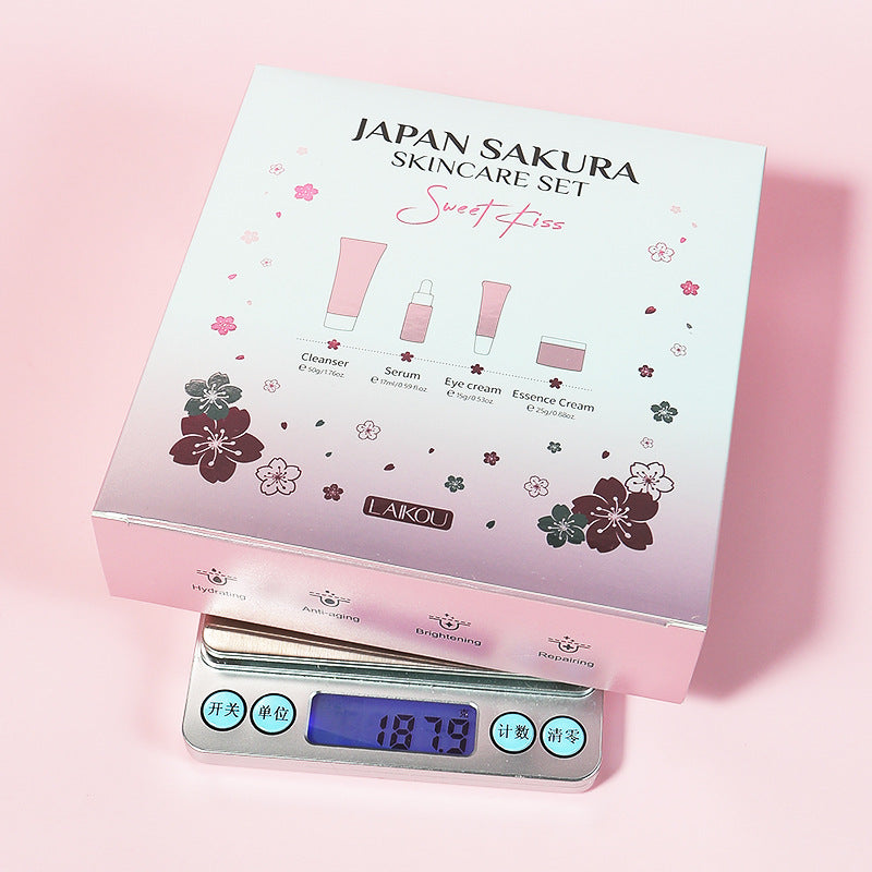 နယ်စပ်ဖြတ်ကျော် Laiko Japanese Sakura Skin Care Set 4-piece Cleansing Essence Eye Cream မျက်နှာခရင်မ် ထုတ်လုပ်သူ လက်လီ၊
