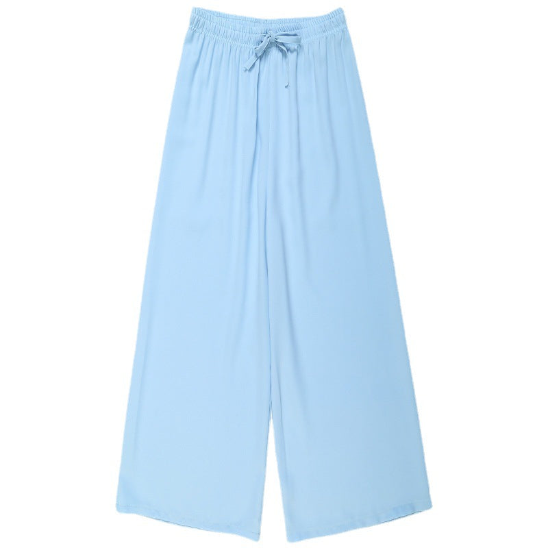 2022 summer new slimming high waist straight tube drape wide-leg pants women's fashion casual chiffon pants capri pants thin