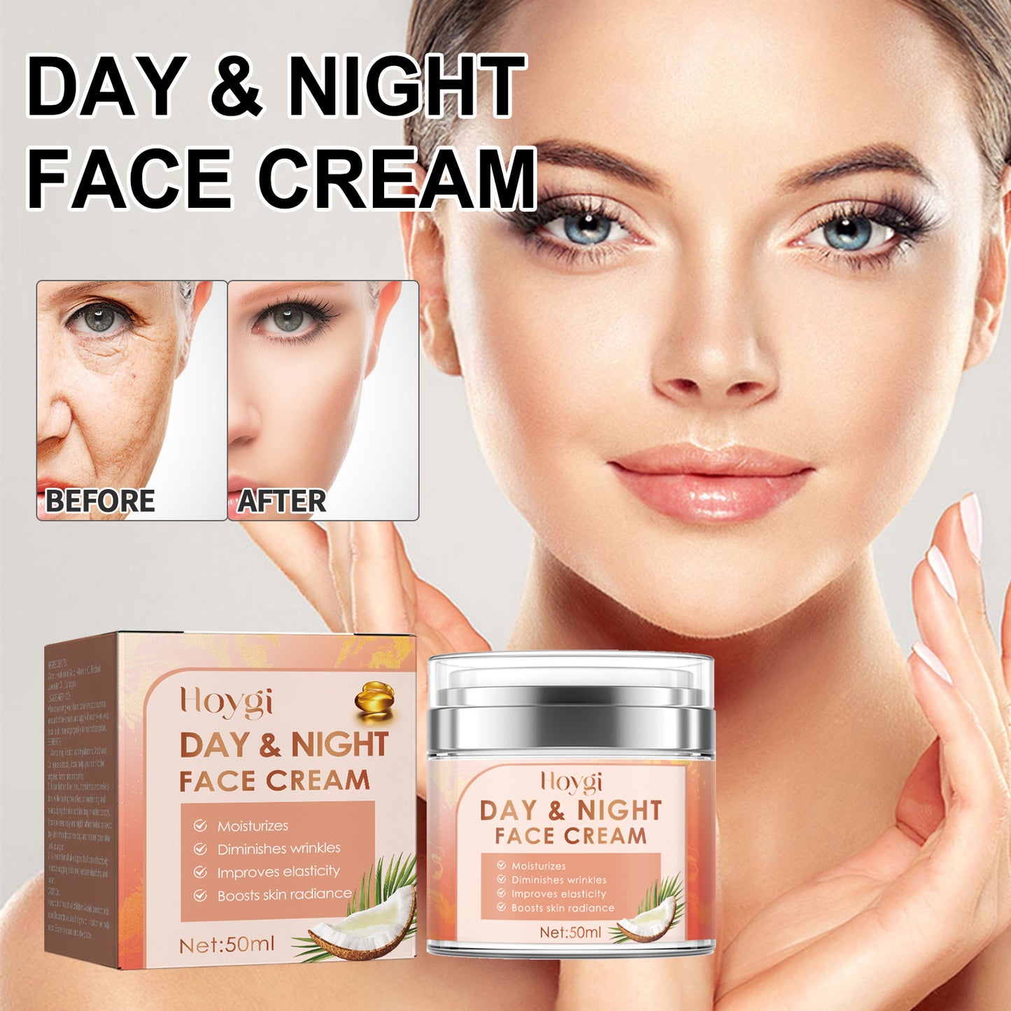 Hoygi facial firming cream fades fine lines and spots, tightens skin, whitens, hydrates, moisturizes and anti-aging cream