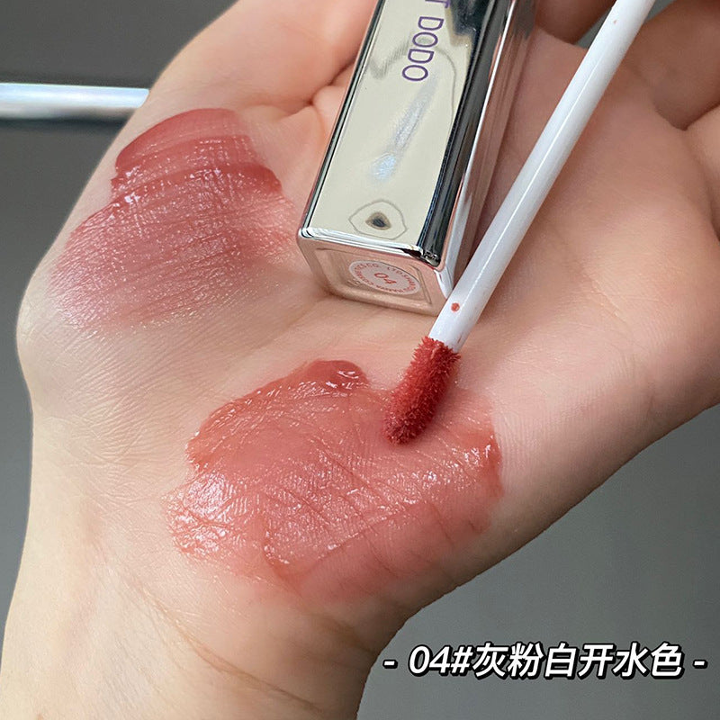 Toot Dodo~Flower Heart Scattered Small Silver Tube Mirror Lip Glaze Moisturizing and Moisturizing Watery Lips Lipstick Lip Gloss for Women