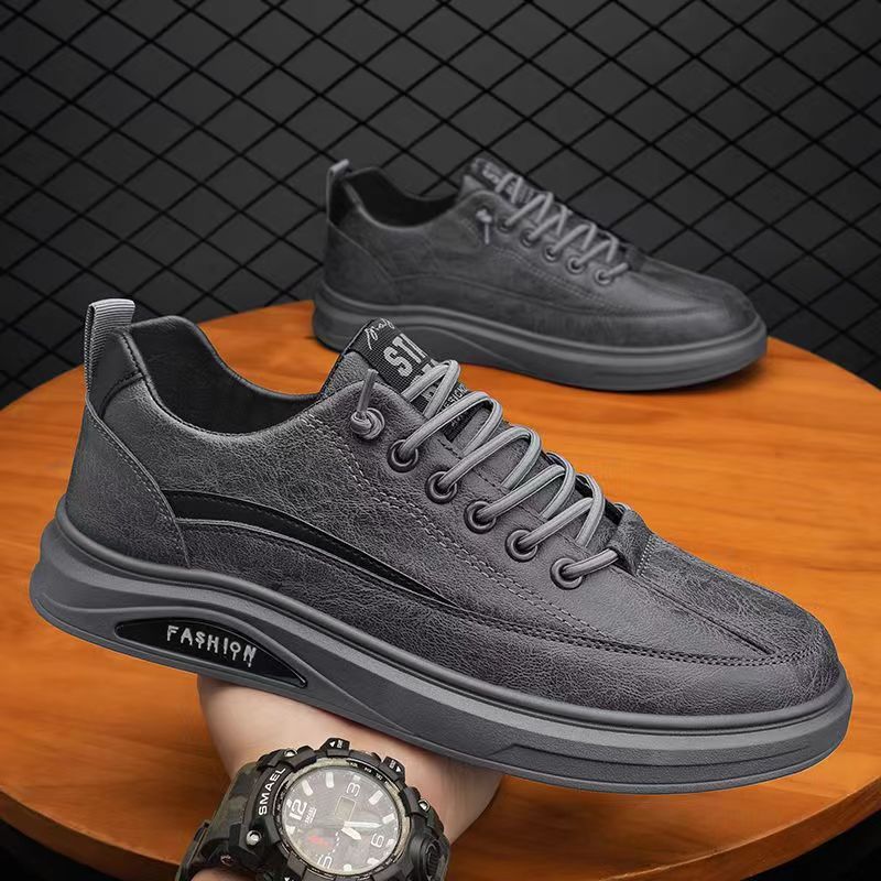 Men's board shoes 2023 new shoes men's casual leather shoes men's board shoes black non-slip chef labor insurance trendy shoes