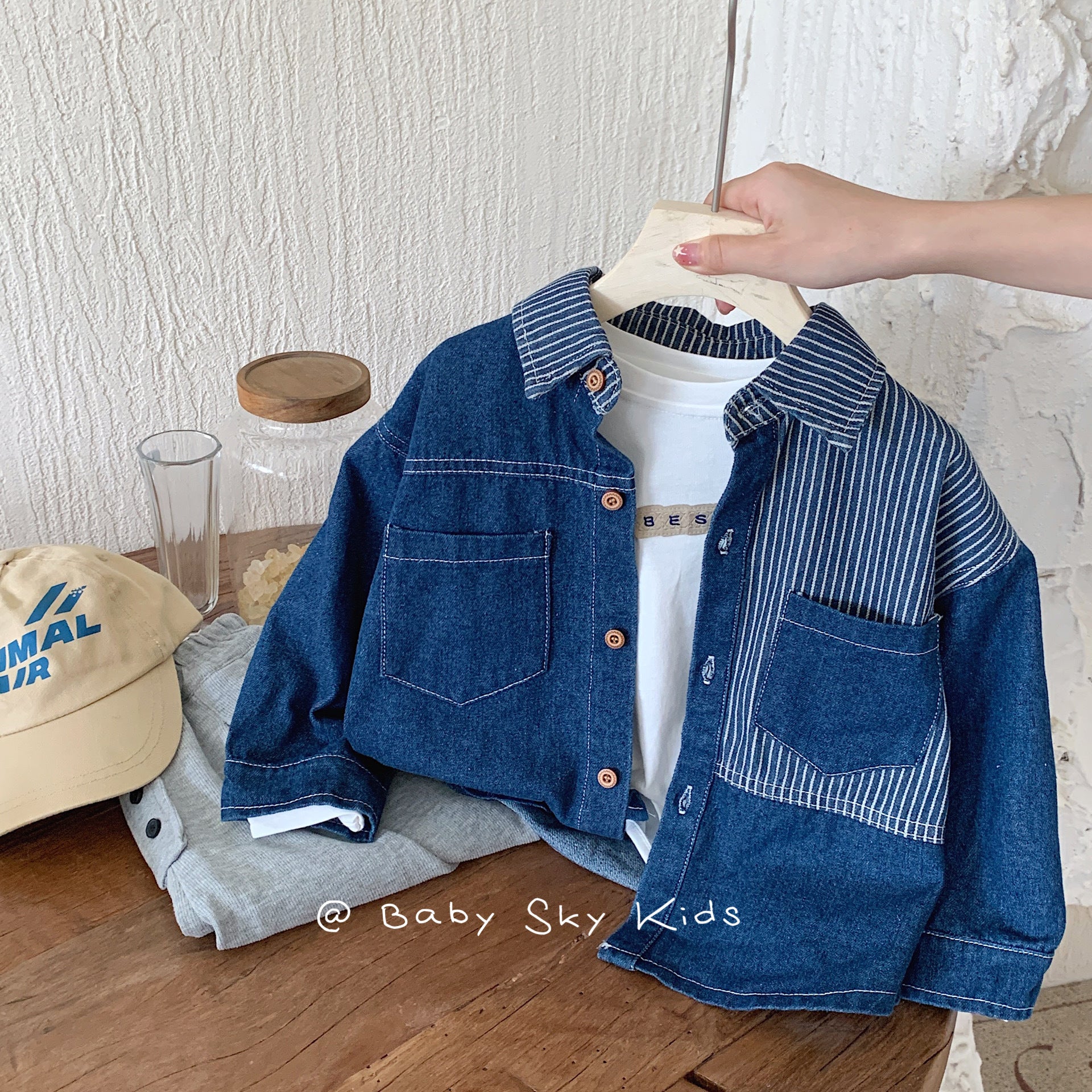 Children's shirt 2024 Bangcheng Spring Korean Boys Splicing