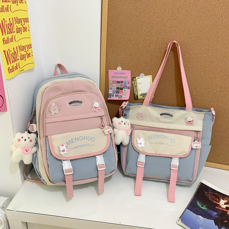 Middle school student schoolbag female junior high school student high school large capacity college student backpack Klein blue backpack male ins trend