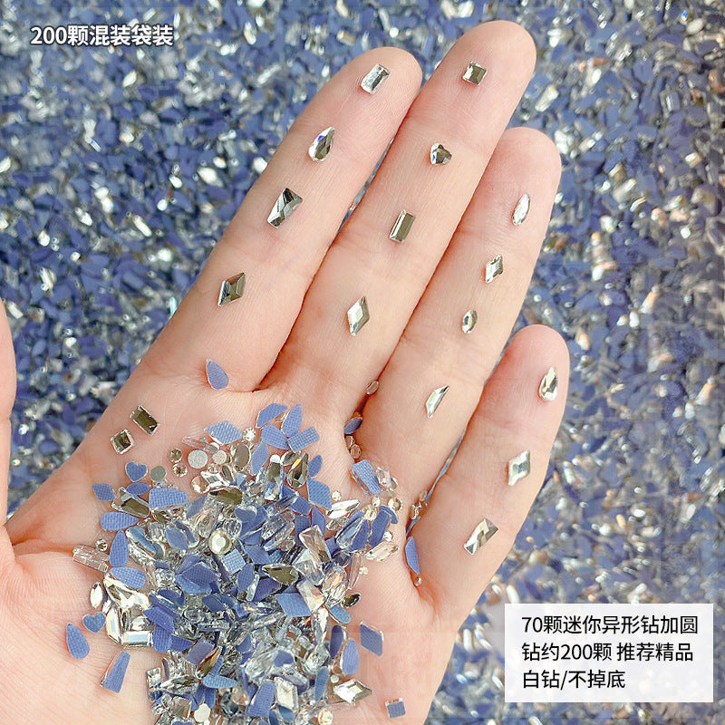 Nail art jewelry wholesale mini small crystal white diamond washable mesh hot base special-shaped silver diamond nails super shiny
