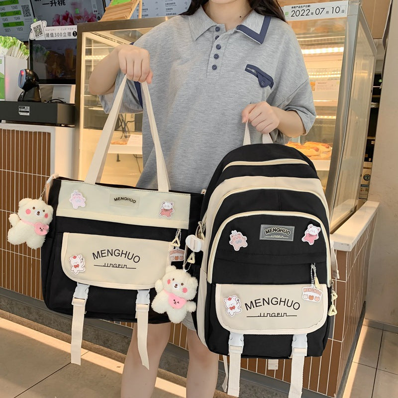 Middle school student schoolbag female junior high school student high school large capacity college student backpack Klein blue backpack male ins trend
