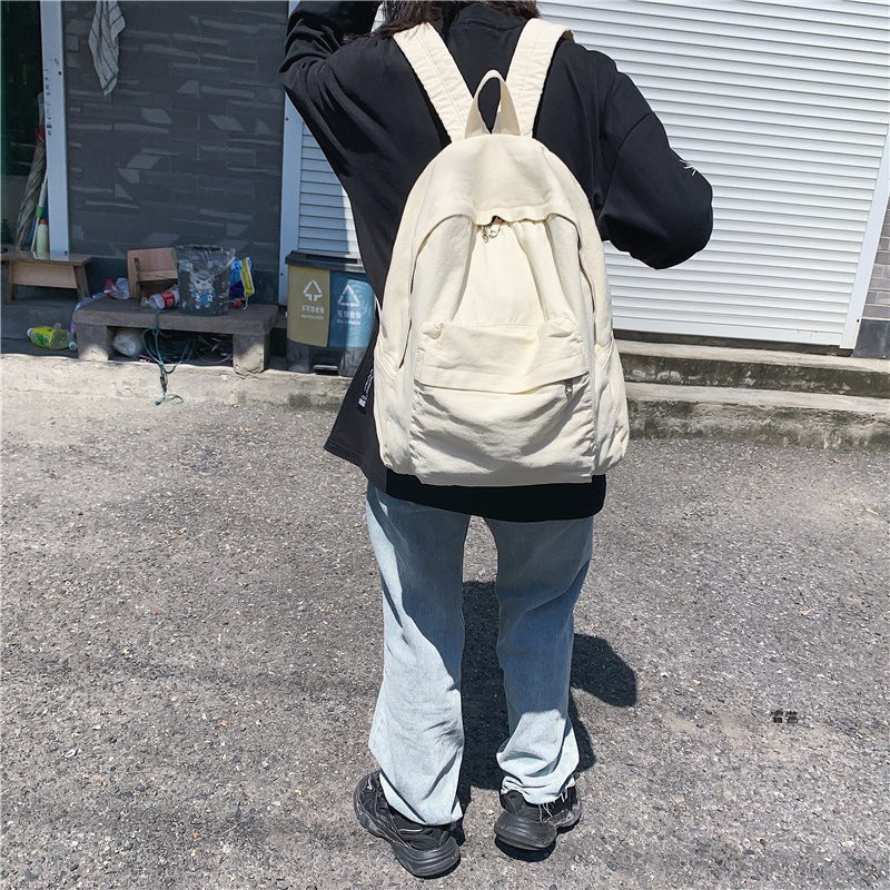书包女复古睿营水洗帆布双肩包韩版原宿高中大学生休闲双肩背包女