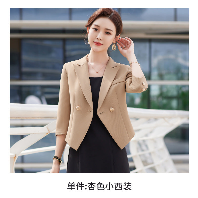 小西装女2023新款春装韩版七分袖修身薄款休闲短外套气质西服上衣