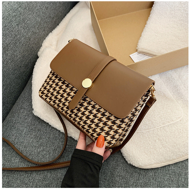 This year's popular high-end niche houndstooth bag women's autumn and winter new fashion trendy one-shoulder cross-body small square bag