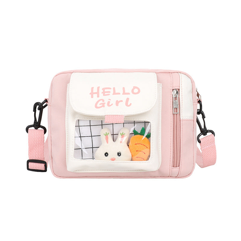 Canvas bag women's crossbody small bag ins style Japanese fresh style primary and secondary school students cute shoulder bag transparent jelly bag