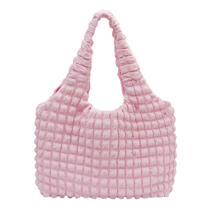 Korean ins girly style cloud puff flower shoulder bag women 2023 new summer canvas simple handbag