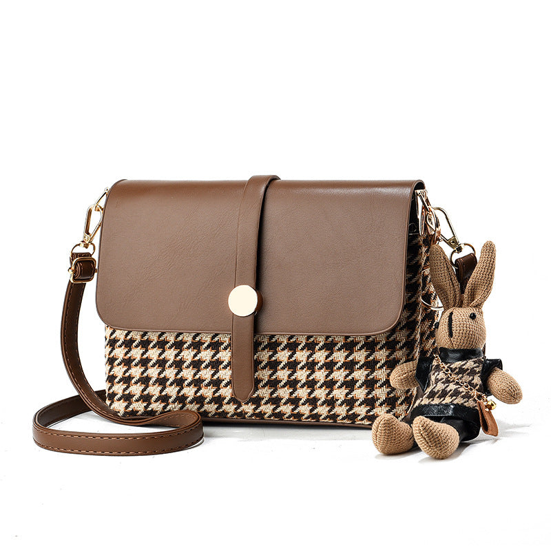Manufacturer wholesale high-end niche houndstooth bag women's autumn and winter new fashion fashion single shoulder crossbody small square bag