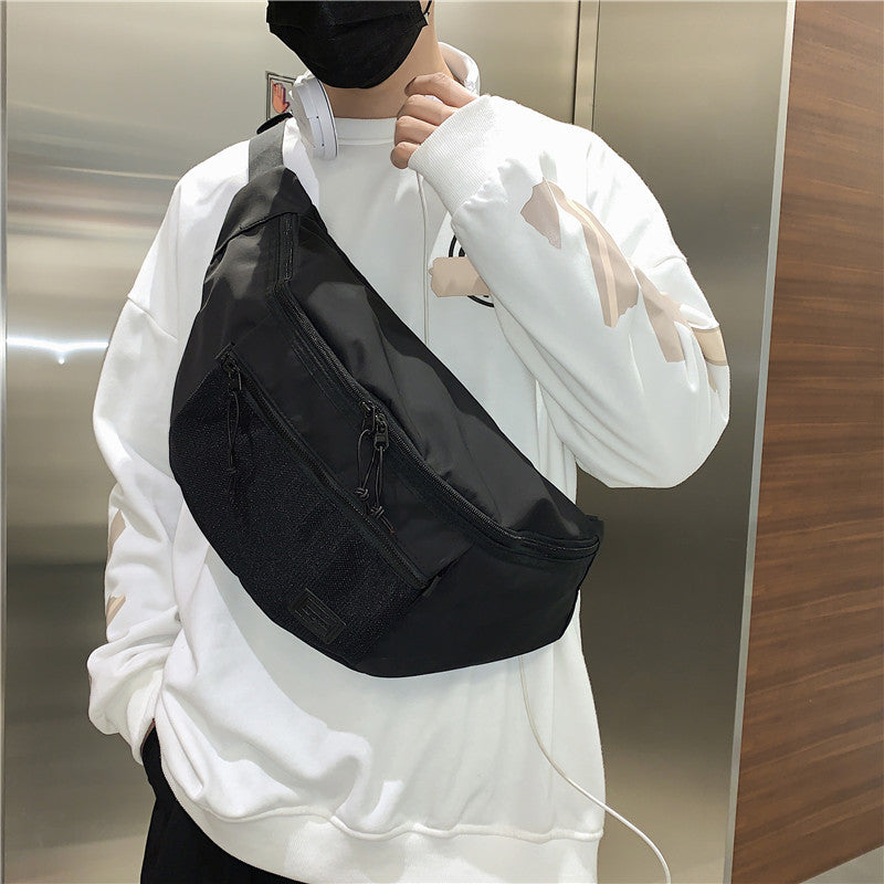Men's bag, shoulder crossbody bag, large-capacity casual chest bag, men's trendy brand cross-body versatile student sports waist bag for women