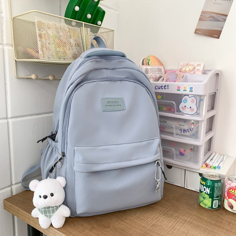 Solid color backpack for women 2023 new style middle school girl girl large capacity high school bag college girl simple backpack