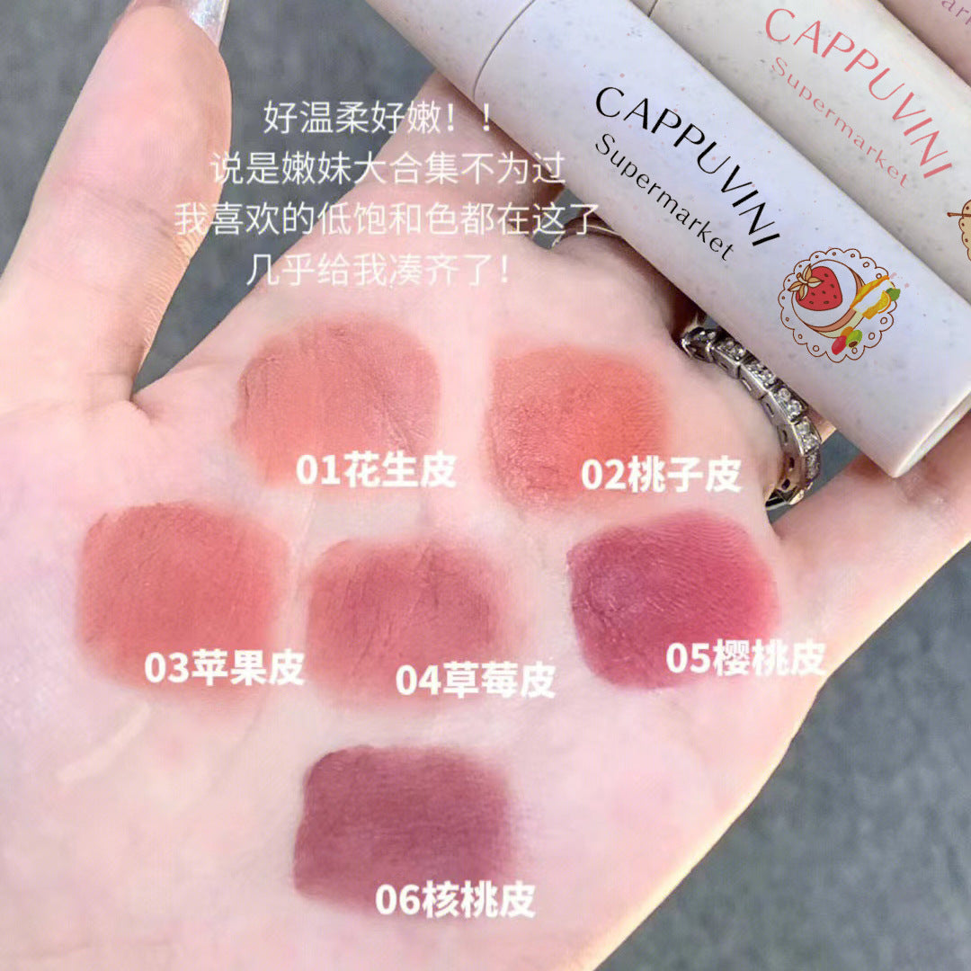 Cappuvini Lip Cream Velvet Matte Lipstick Soft Mist High-Looking Affordable Student Peach Matte Lipstick