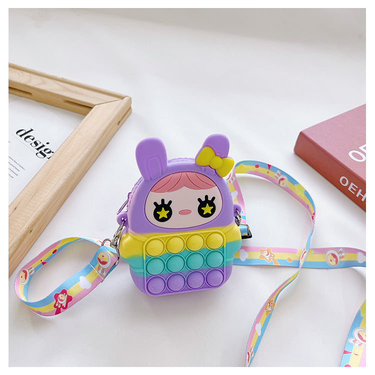 Cartoon Doll Pinch Toy Children's Bag Baby Cute Silicone Coin Purse Mini Children's Crossbody Bag Wholesale
