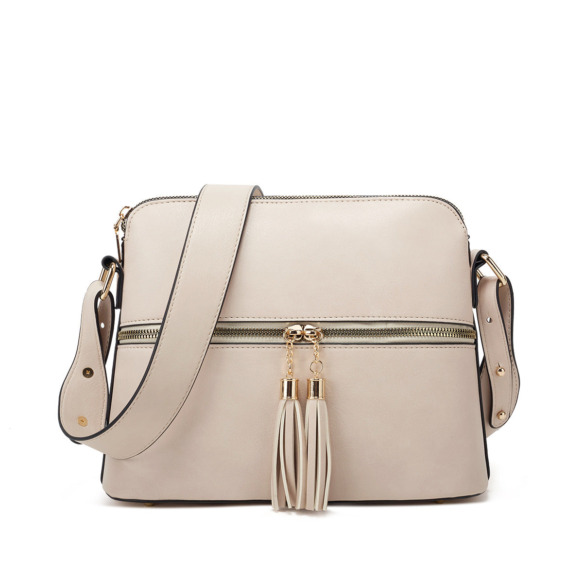 Amazon's best-selling bags 2023 new women's bag European and American retro double-tassel shell bag zipper cross-body shoulder bag