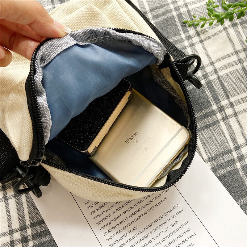 Korean style canvas bag women's crossbody bag small bag cute student backpack 2021 new trendy student Harajuku shoulder bag