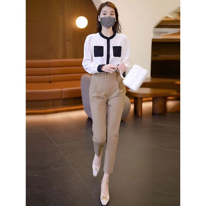 Women's pencil pants women's harem pants high waist loose women's trousers spring and autumn new small slim professional casual pants
