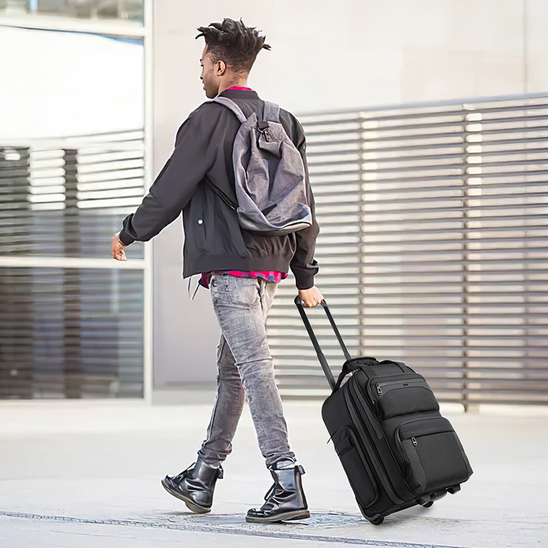 Ozuko's new business travel bag, portable multi-functional trolley bag, Oxford cloth with wheels, waterproof boarding bag