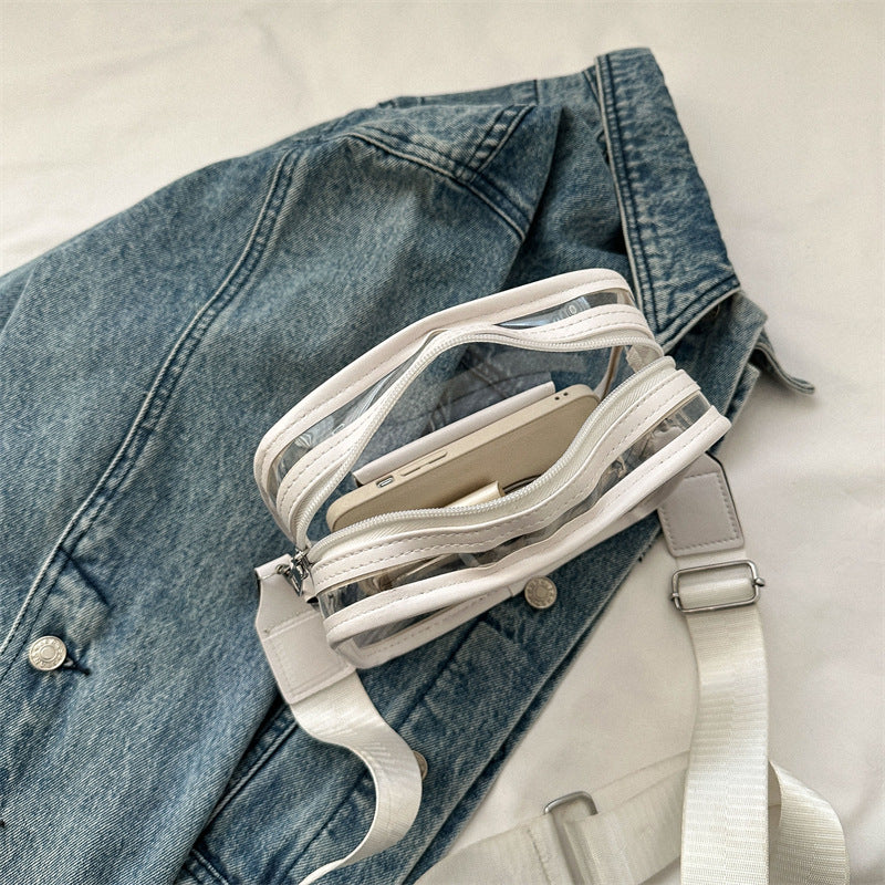 2023 New Broadband Bag Women's Crossbody Bag Fashion Casual Small Fresh Shoulder Envelope Bag Transparent Jelly Bag