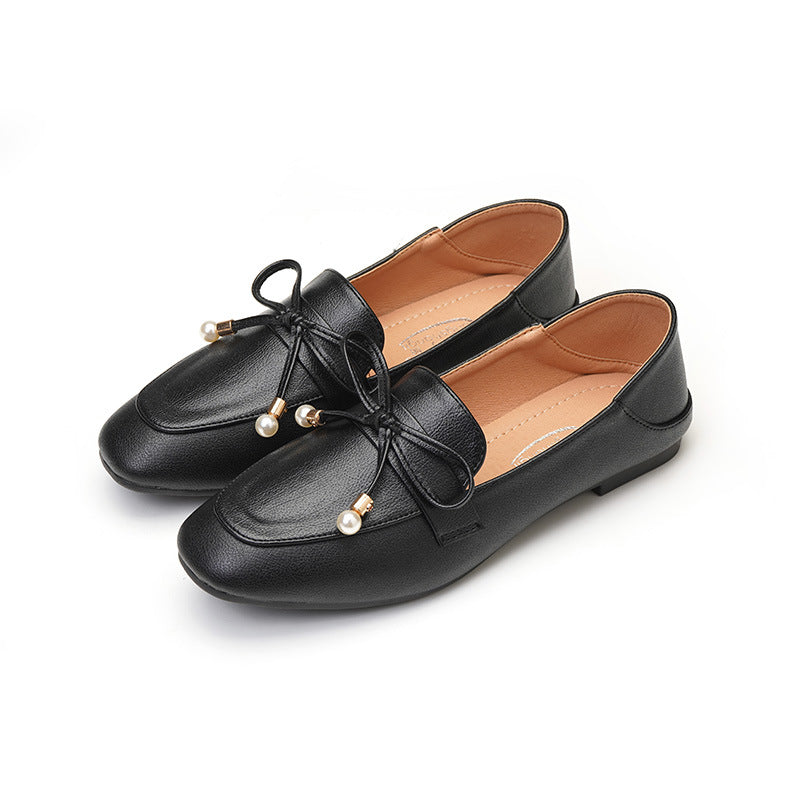 French style flat single shoes women's 2023 spring new British style soft leather shoes one pedal two wear loafers