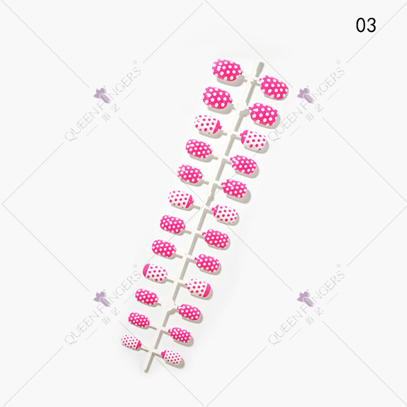Fingernail Manicure Summer Fruit Series Children's Fake Nails 24 Pieces Strip Cartoon Full Sticker Removable Nail Art Pieces