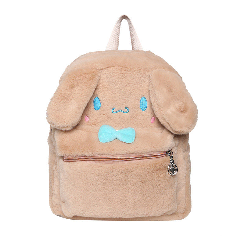 2023 New Japanese Cartoon Plush Bag Cute Girly Heart Rabbit Backpack Ugly Cute Big Ears Furry School Bag