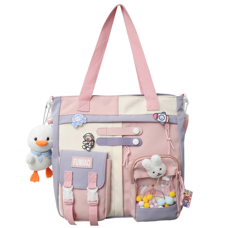 Contrast color backpack ins backpack wholesale Ruiying college student Korean style backpack large capacity middle school student schoolbag female