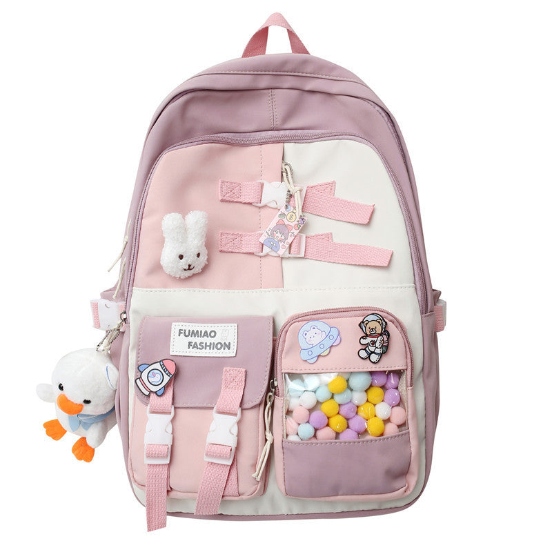 Contrast color backpack ins backpack wholesale Ruiying college student Korean style backpack large capacity middle school student schoolbag female