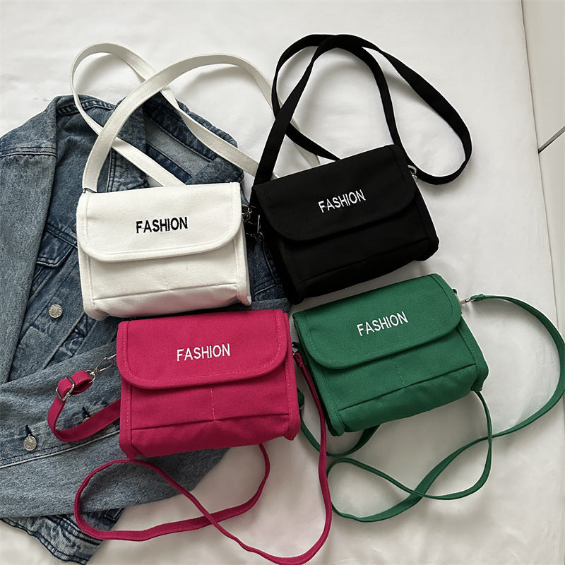 Popular women's bags 2023 new shoulder bag Korean style fashionable simple canvas bag crossbody bag foreign trade dropshipping