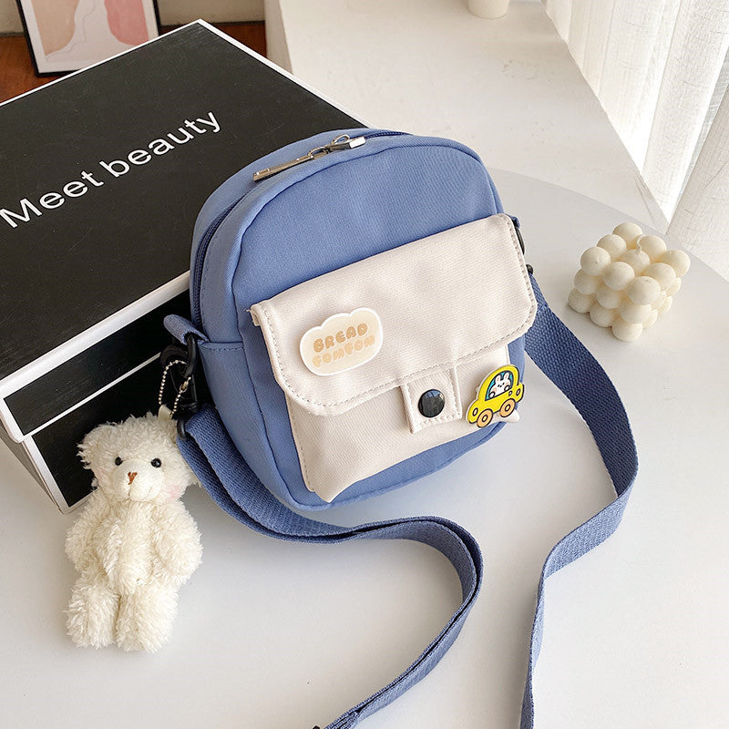 Canvas small bag women's crossbody lightweight shoulder bag 2021 new summer small fresh and cute student mobile phone bag