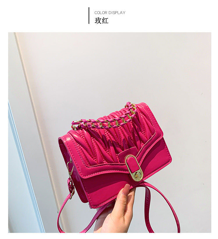 Korean fashion small bag for women 2023 autumn and winter new diamond chain bag personality simple small square bag crossbody bag
