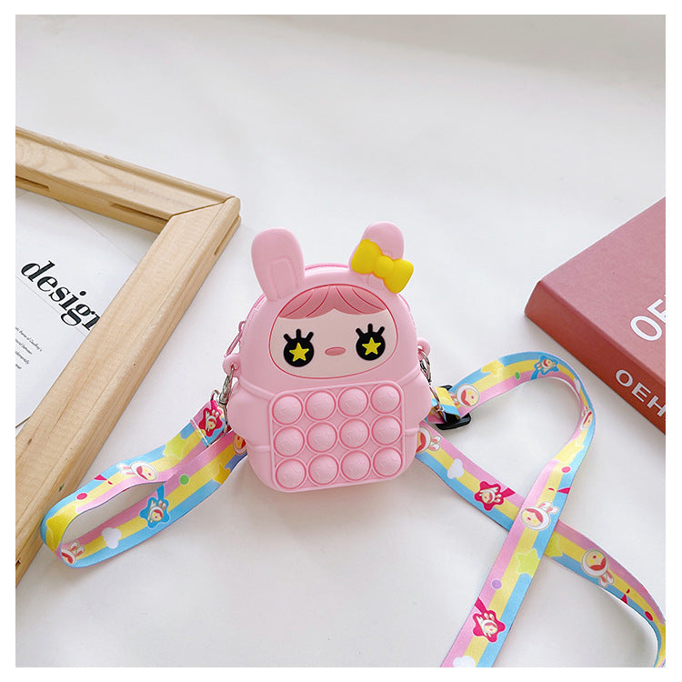 Cartoon Doll Pinch Toy Children's Bag Baby Cute Silicone Coin Purse Mini Children's Crossbody Bag Wholesale