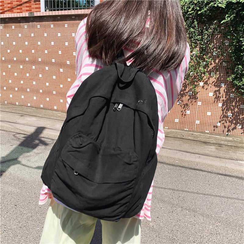 书包女复古睿营水洗帆布双肩包韩版原宿高中大学生休闲双肩背包女