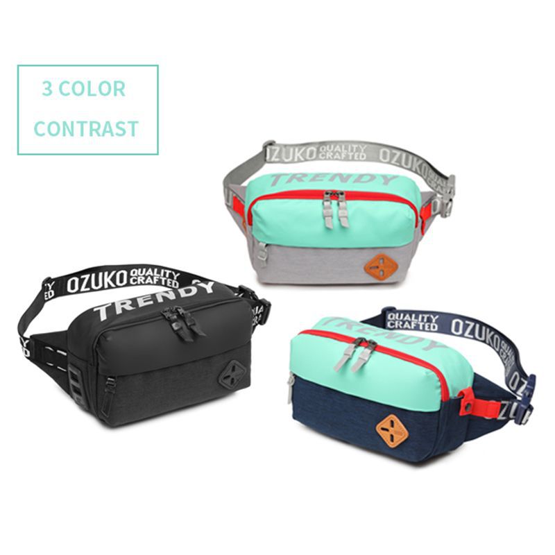 Ozuko's new sports crossbody waist bag, Korean style waterproof crossbody bag, trendy men's multifunctional trendy chest bag for men