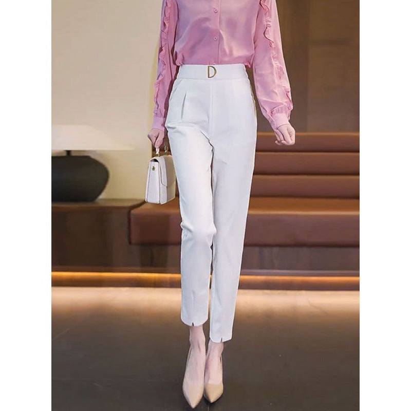 Women's pencil pants women's harem pants high waist loose women's trousers spring and autumn new small slim professional casual pants