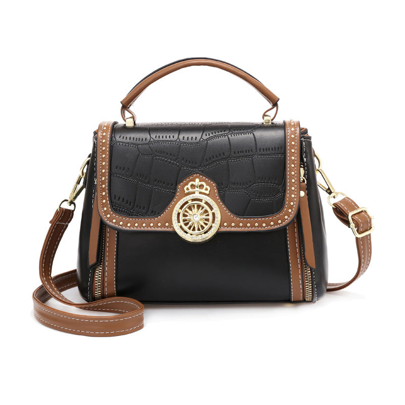 2022 new autumn and winter women's handbags, high-end, fashionable and versatile single shoulder crossbody bag, retro textured small square bag
