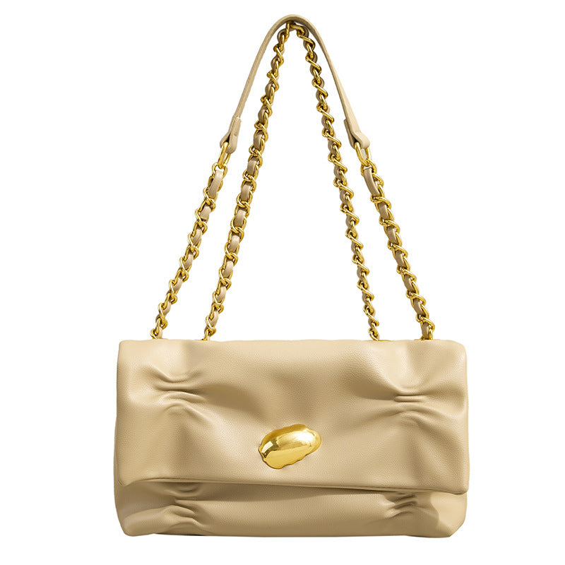 Underarm bag 2023 new pleated chain high-end women's bag niche bag design simple shoulder crossbody bag wholesale