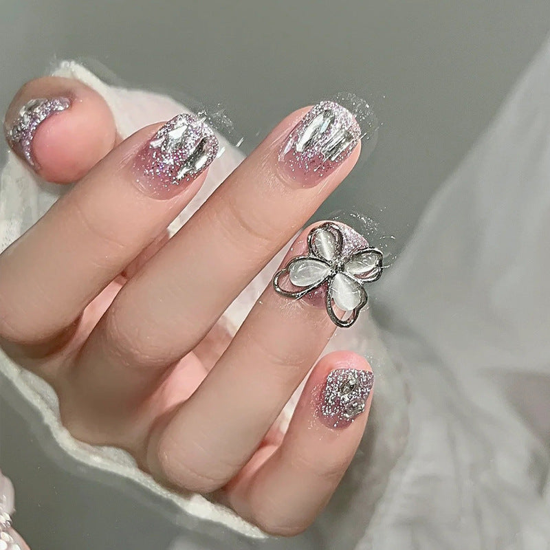 Handmade Nail Patch Wholesale Broken Diamond Love Warm Elf Nail Art Patch Finished Hot Girl Nail Patch Jelly Glue
