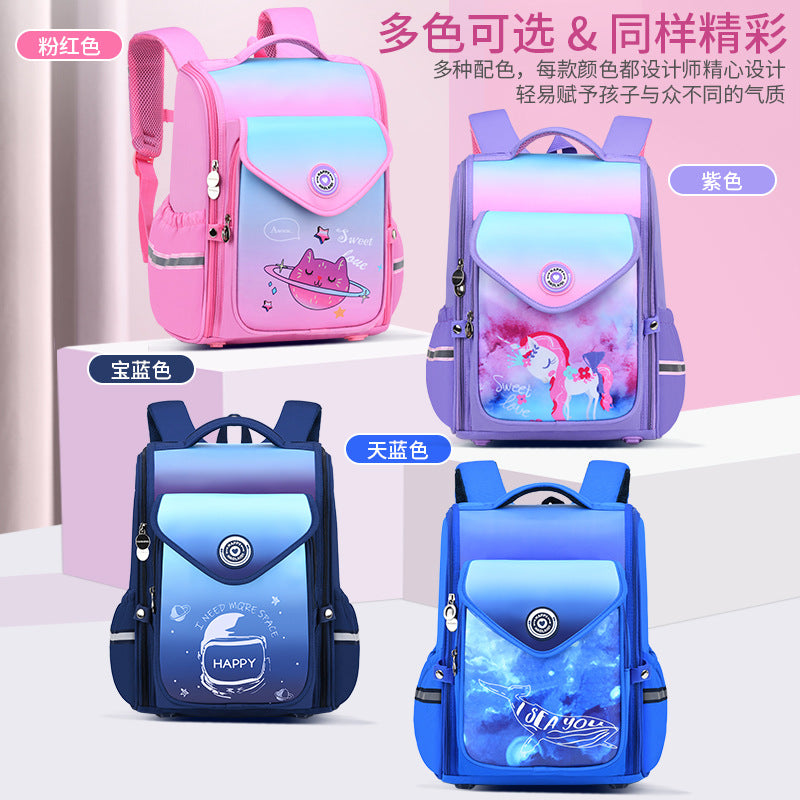 New schoolbags for primary school students 1--6th grade burden-reducing backpack integrated children's schoolbag can be printed with logo
