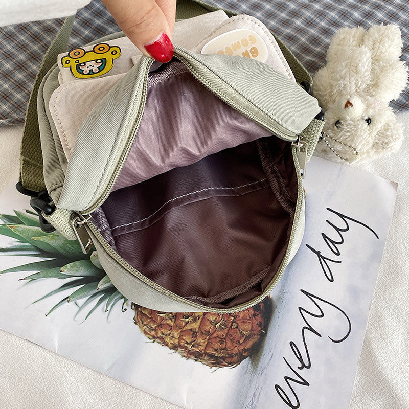 Canvas small bag women's crossbody lightweight shoulder bag 2021 new summer small fresh and cute student mobile phone bag