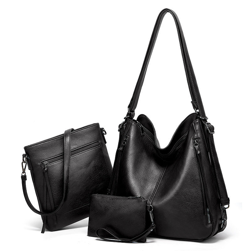 Manufacturer cross-border women's bag new style 2023 European and American fashion shoulder bag three-piece set tote bag trend crossbody backpack bag