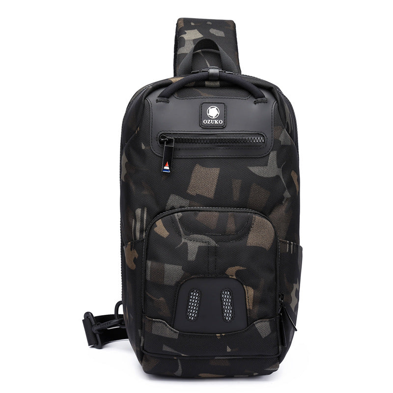 Ozuko new men's chest bag student shoulder bag waterproof Oxford cloth trendy brand large capacity men's crossbody bag