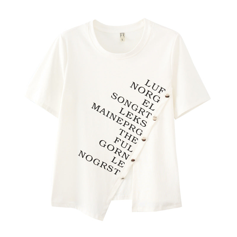 Zhirun large size women's fat mm careful machine slit T-shirt casual all-match short-sleeved round neck top 2023 summer 18336