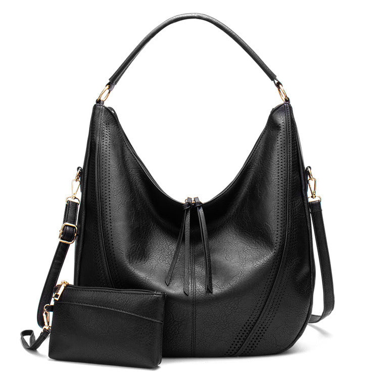 Women's bag 2023 new solid color foreign trade tassel mother-in-law bag large capacity shoulder tote bag European and American fashion shopping bag