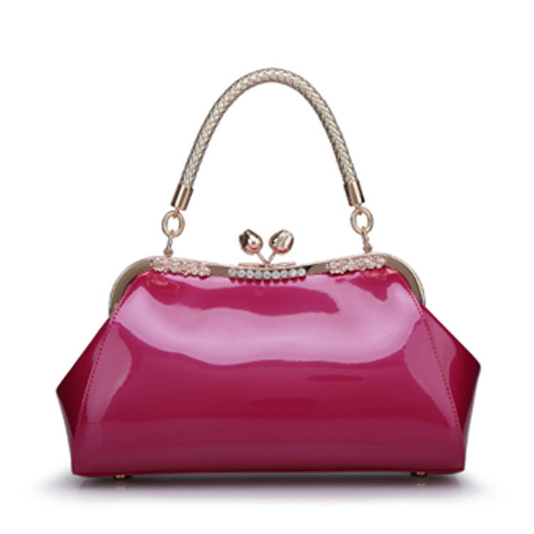 Factory direct sales 2023 fashion patent leather handbag women's bag single shoulder cross-body bridal bag dinner lady bag wedding bag