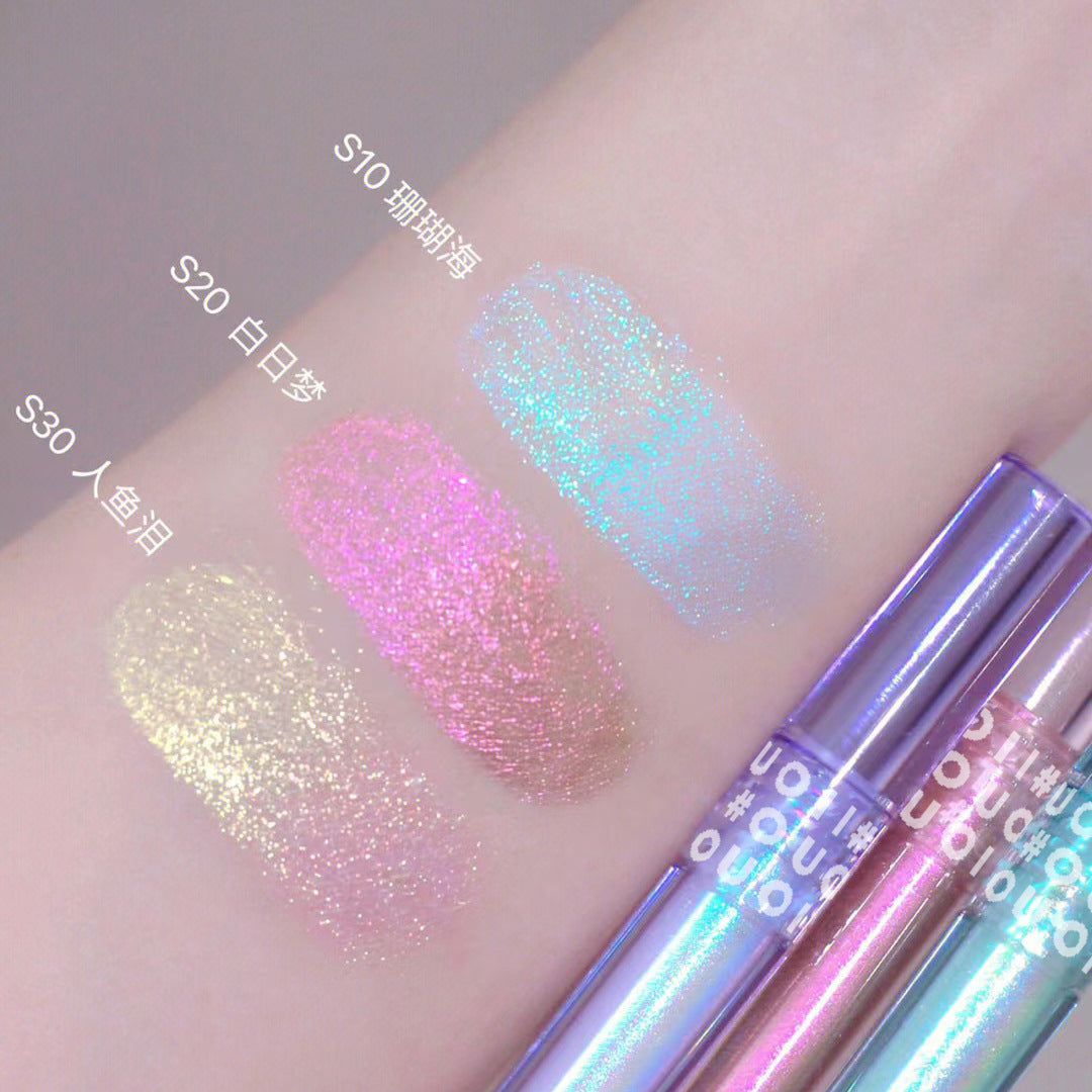 OUOII gilt စိတ်ကူးယဉ်အရည် eye shadow အကောင်းစား glitter glitter အမှုန့် pearlescent silkworm အရည် eye shadow အလှကုန်